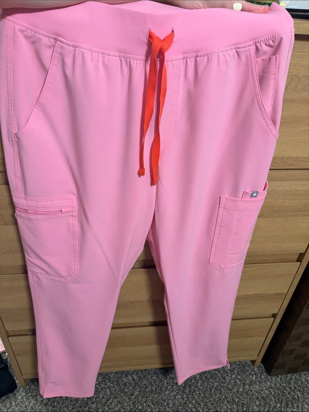 FIGS Yola High-Rise Slim Scrub Pant in Sunrise Pink - Size Large Petite